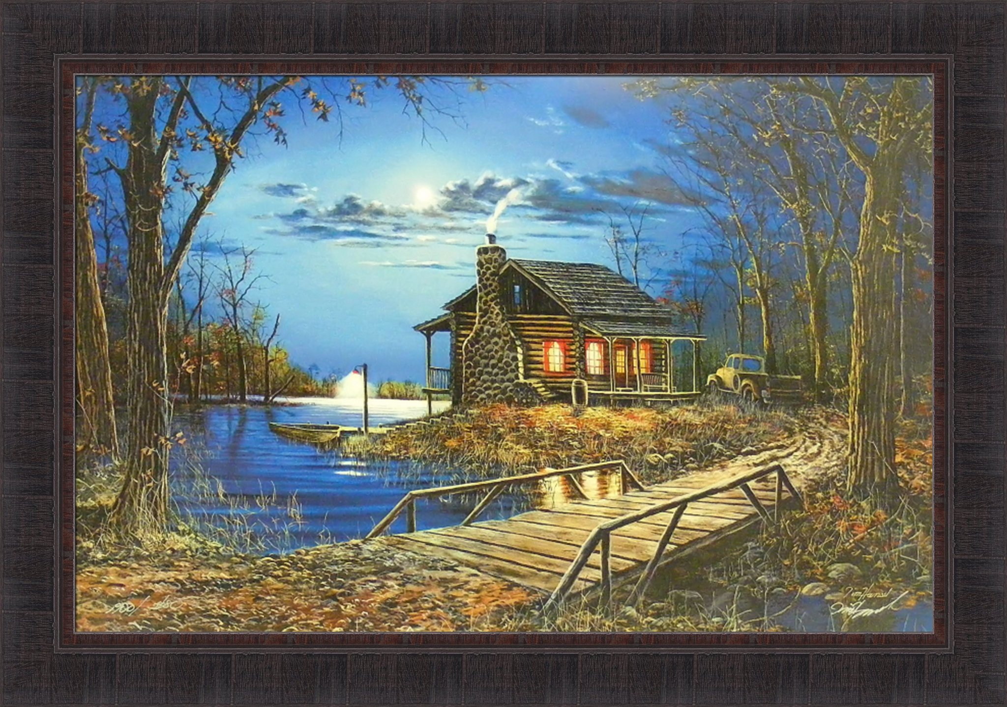 Imagine the rest キャンバスアート 絵画 Amazon.com: End Of The Road by Jim Hansel 24x34 Cabin Lake Moon